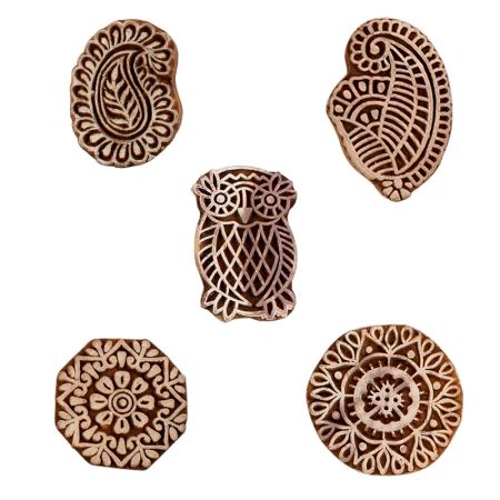 Set of 5 Piece New Mix Wooden Printing Blocks